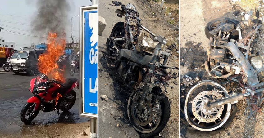 Bajaj Pulsar RS200 Catches Fire in Pasumalai, Tamil Nadu