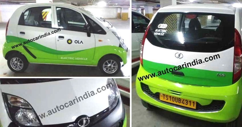 Electric Tata Nano (Jayem Neo) with Ola Stickers Spotted in Hyderabad