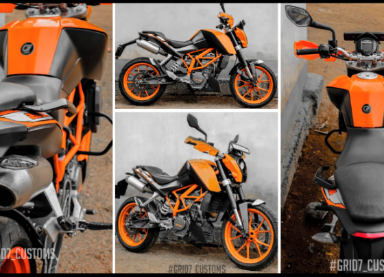 200cc KTM Duke with an Underseat Exhaust System