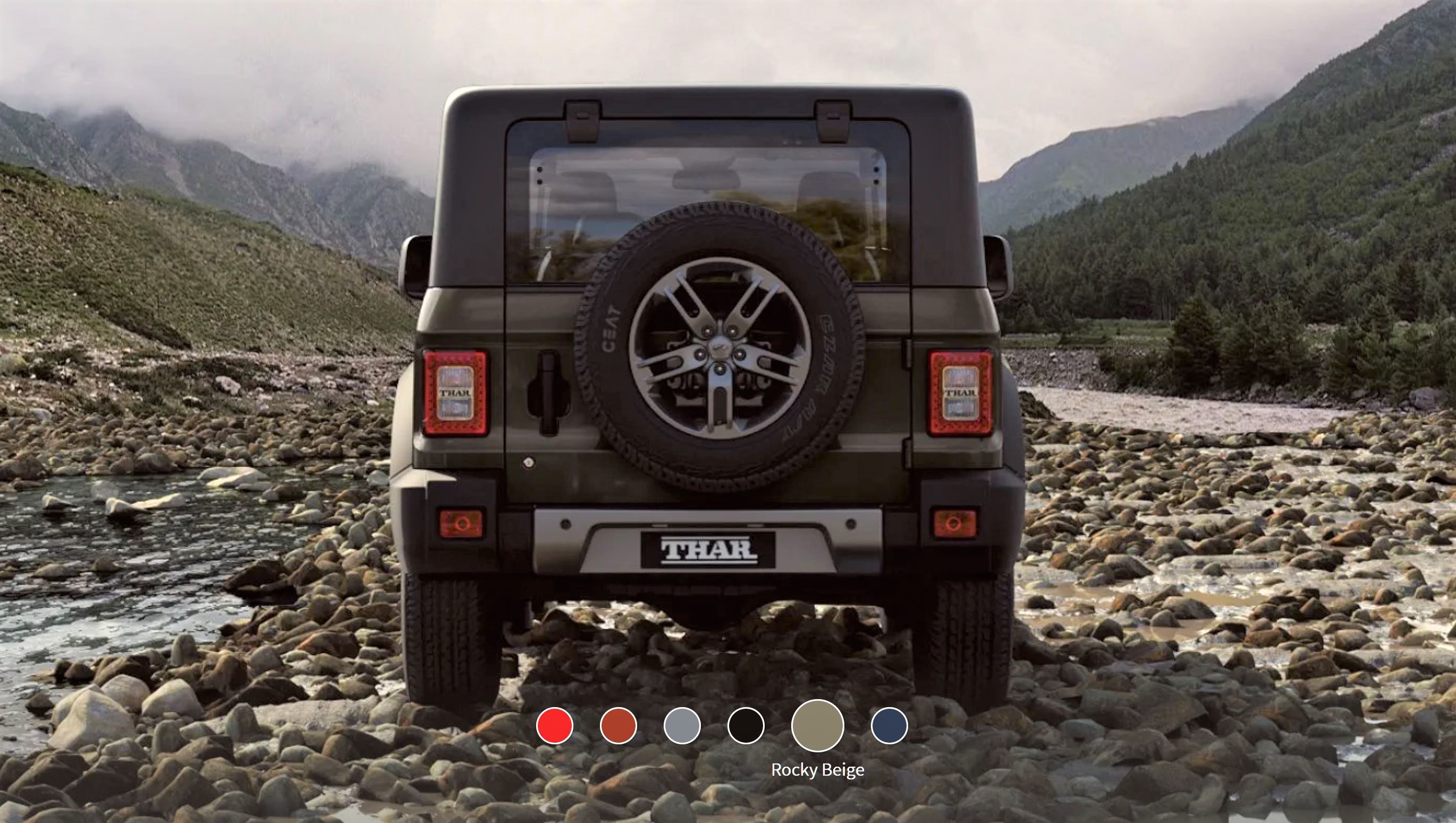 New Mahindra Thar Rocky Beige Rear View