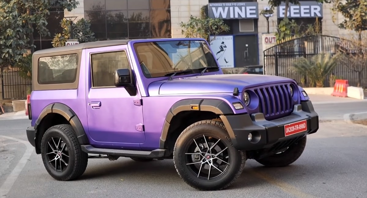 Purple Mahindra Thar SUV