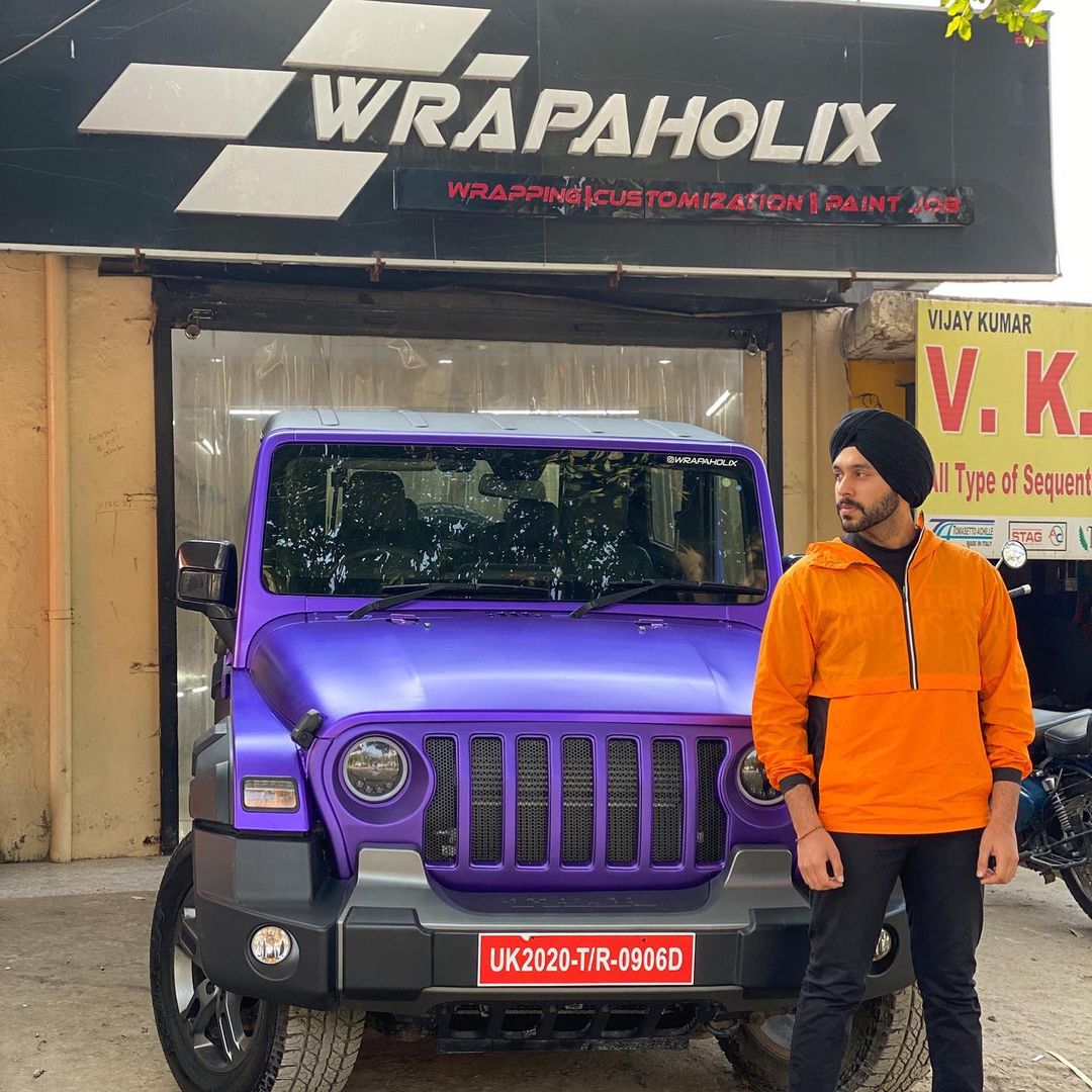 Purple Mahindra Thar SUV