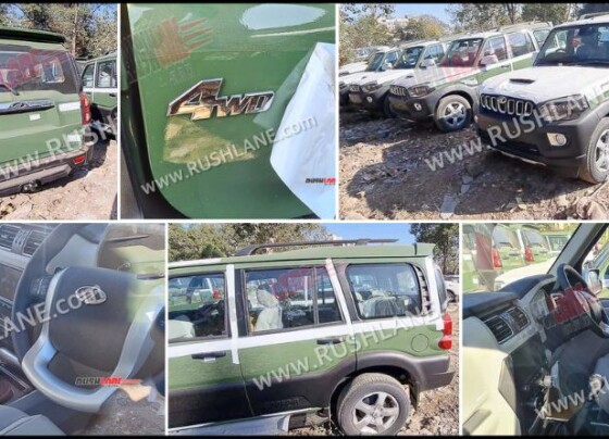 Mahindra Scorpio 4x4 Green Colour Army Model Spotted - Live Photos