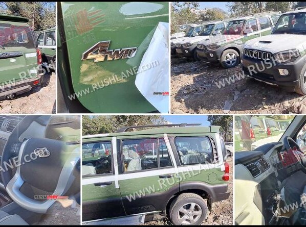 Mahindra Scorpio 4x4 Green Colour Army Model Spotted - Live Photos